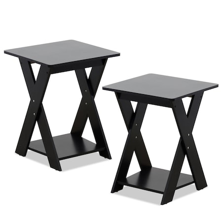 Furinno Modern Simplistic Criss-Crossed End Table, Espresso - Set of 2, 2PK 2-16050EX
